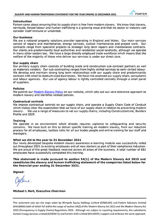 Slavery and Human Trafficking Statement